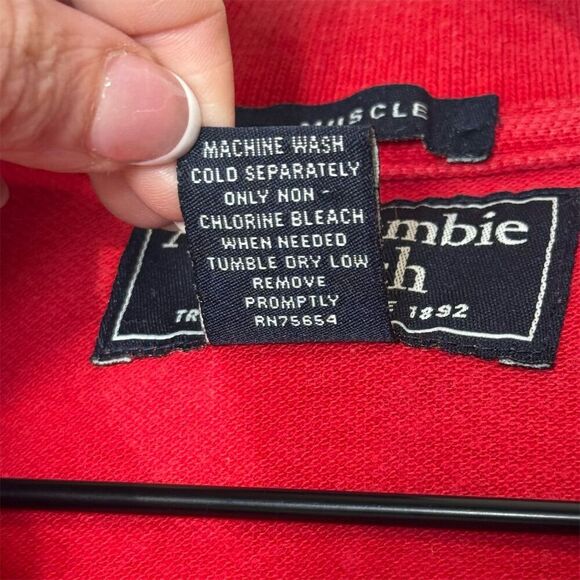 Y2K Abercrombie & Fitch Muscle Fit Red Stripe Polo Shirt Size S Preppy Retro - Picture 7 of 7